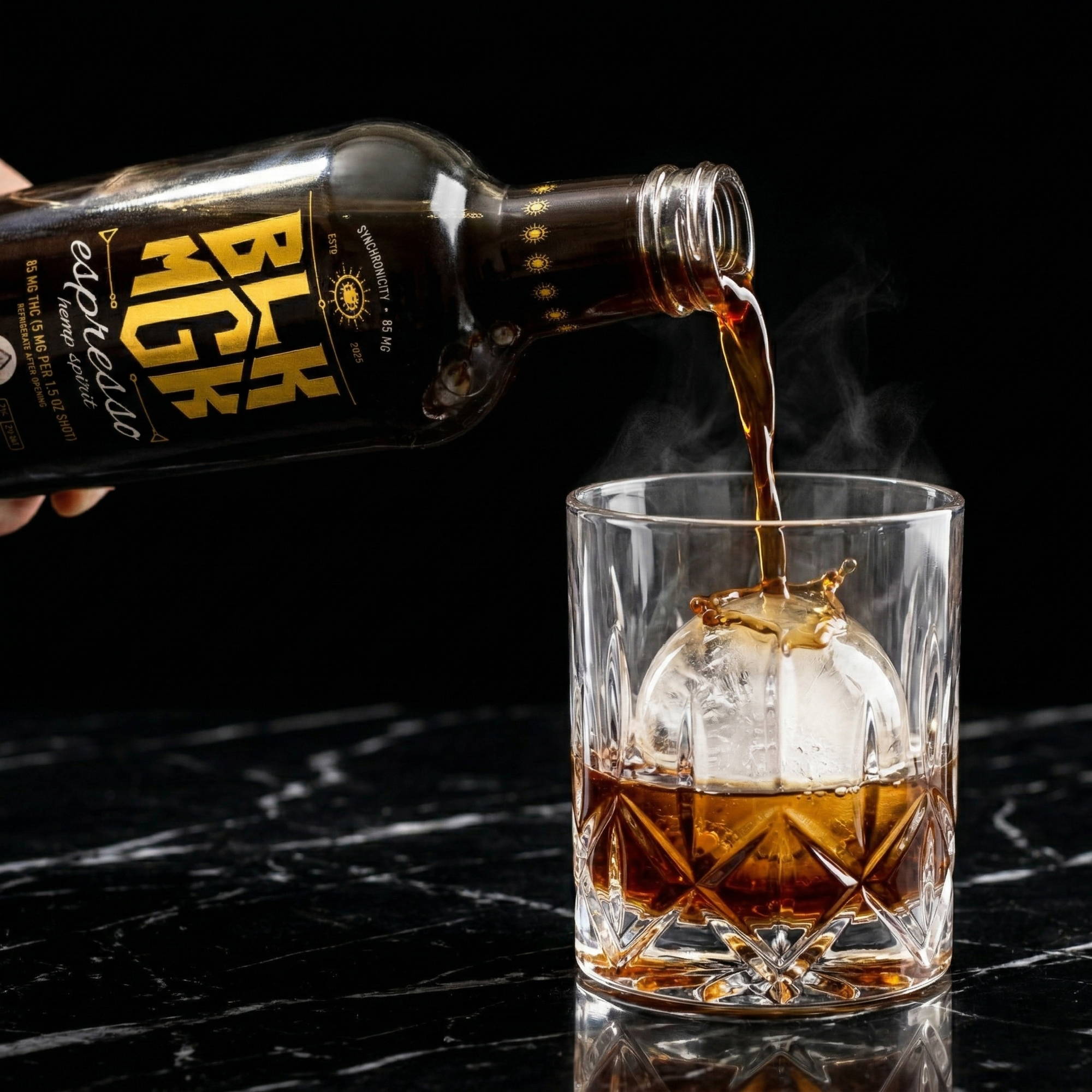 BLK MGK espresso being poured over ice
