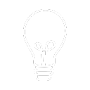 icon of white light bulb on transparent background