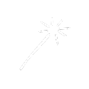 icon of white magic wand on transparent background
